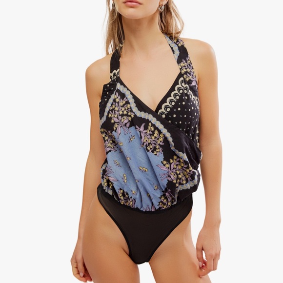 Free People ⭐️NWT⭐️ Sweet Thing Mixed Print Cotton Bodysuit size Small - Picture 7 of 8